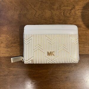 Michael kors gold and white zip up wallet